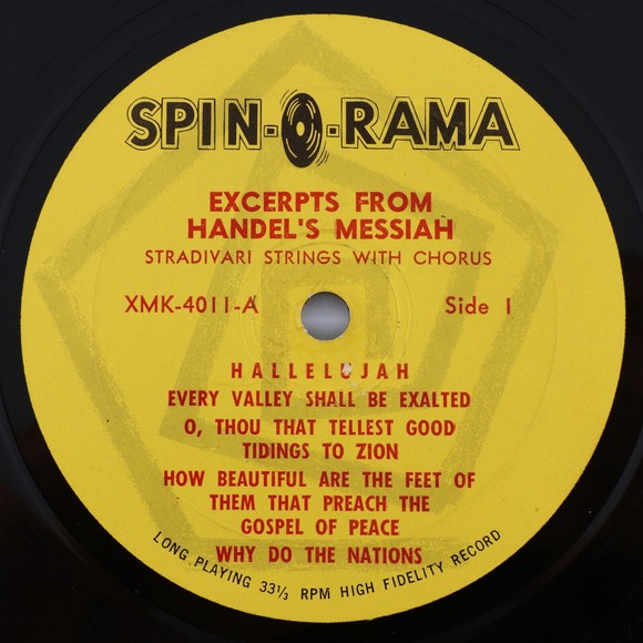 Stradivari Strings Excerpts From The Messiah 1960 LP Record 12" Spin-O XMK 4011 - Picture 11 of 16